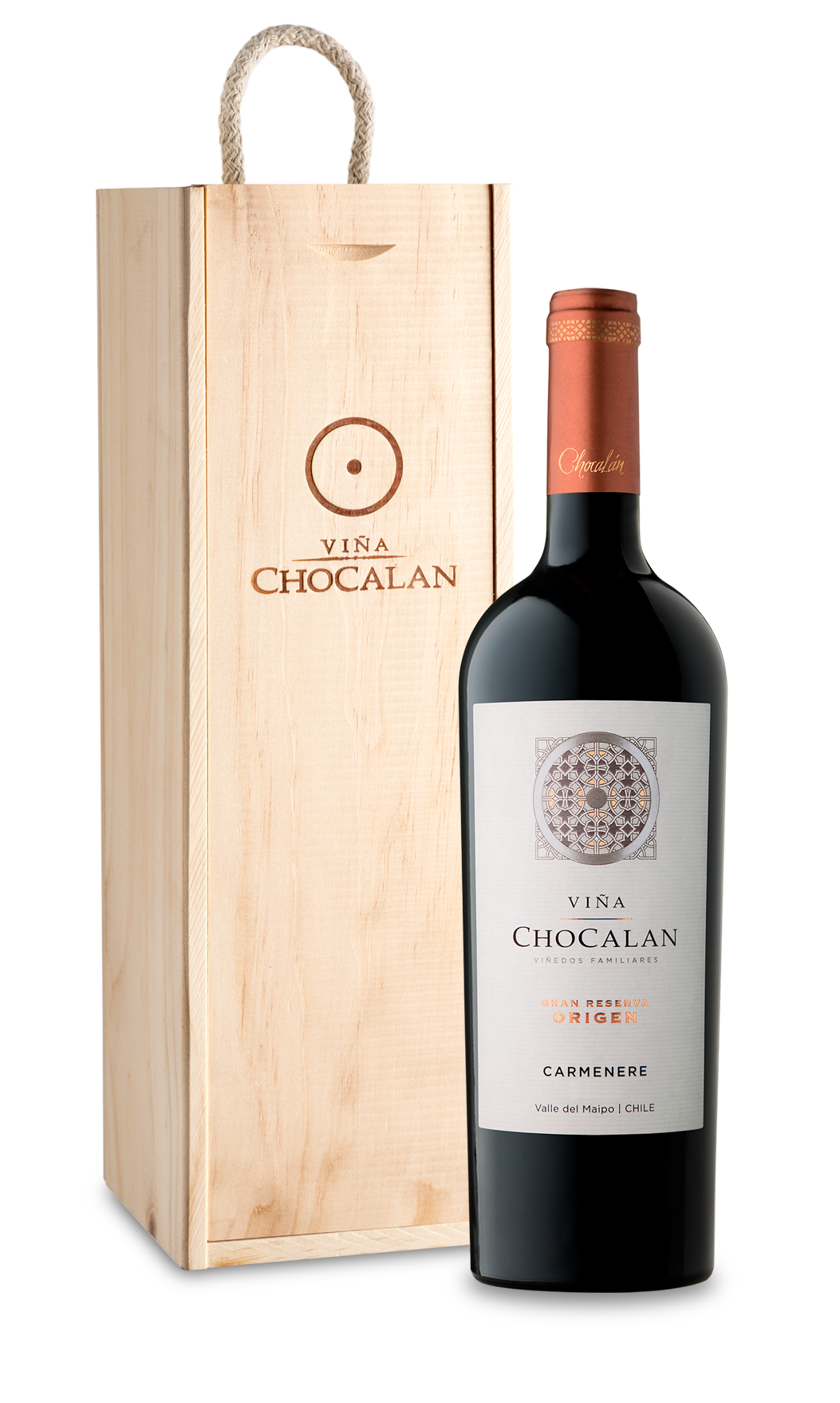Caja madera vino Chocalan Origen Carmenere