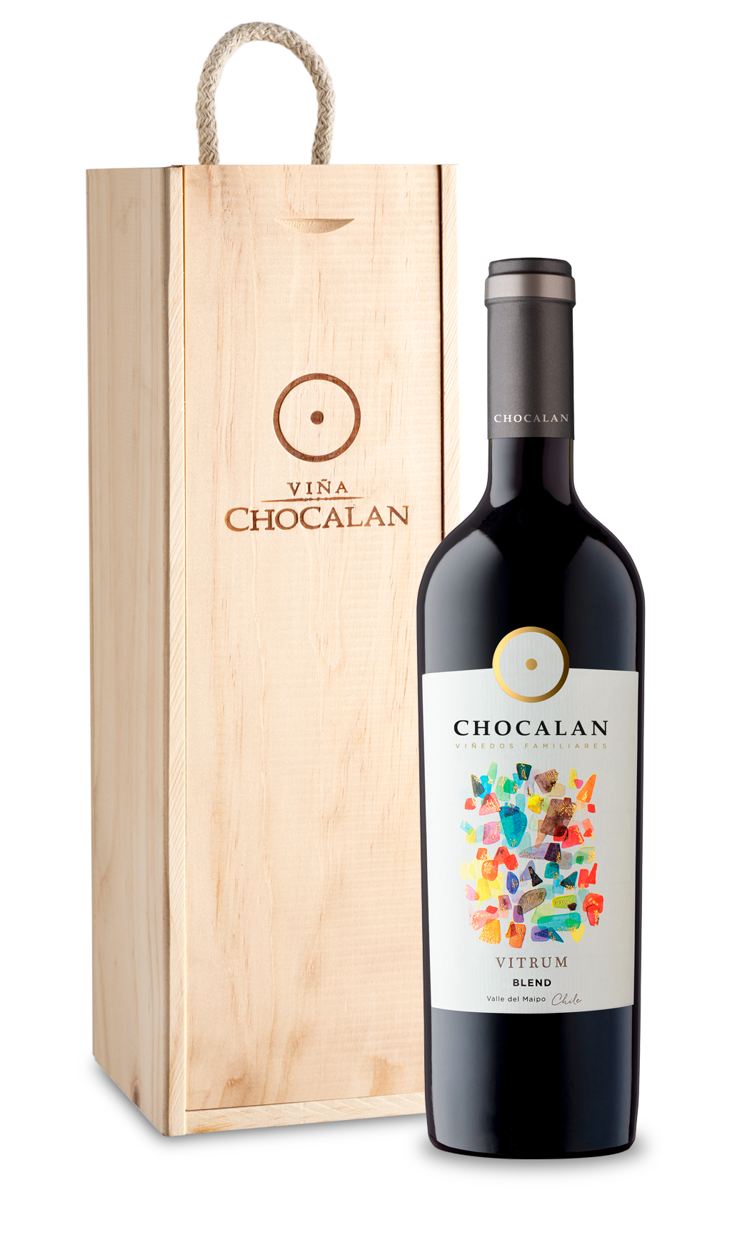 Vitrum Blend Caja Madera Viña Chocalán - Vino Premium Valle del Maipo Chile